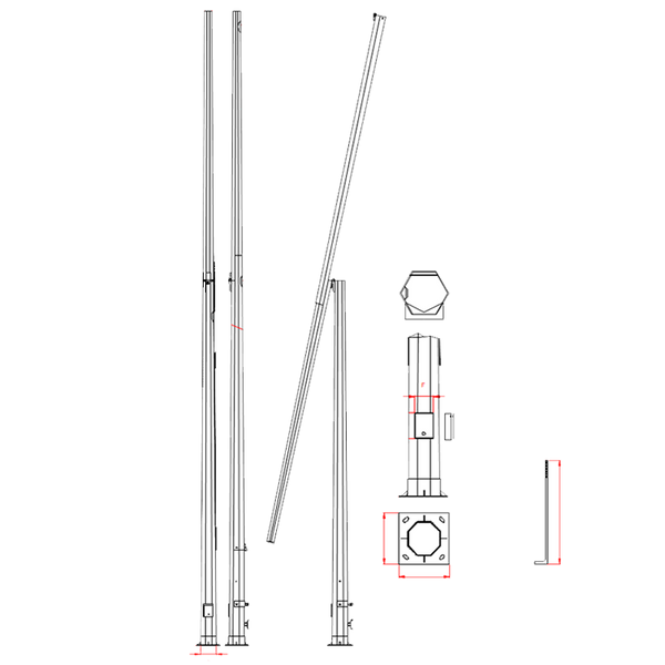 AP11 Folding Post for CCTV Camera - 3 m [AP-11_3-124-4]